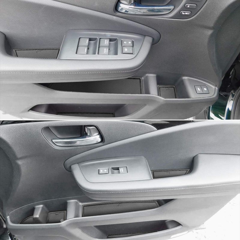 Auovo Anti Dust Door Mats for Honda Passport Accessories 2019-2023 Interior Custom Fit Door Compartment Cup Holder Center Console Mats Inserts (28pcs/Set) (Black Trim) - Image 2